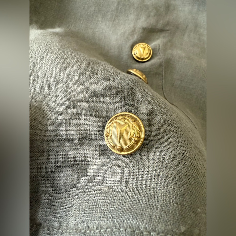 L’AGENCE | SZ Medium | Dolly Olive Green Cropped Military Style Blazer | Linen - Picture 8 of 11